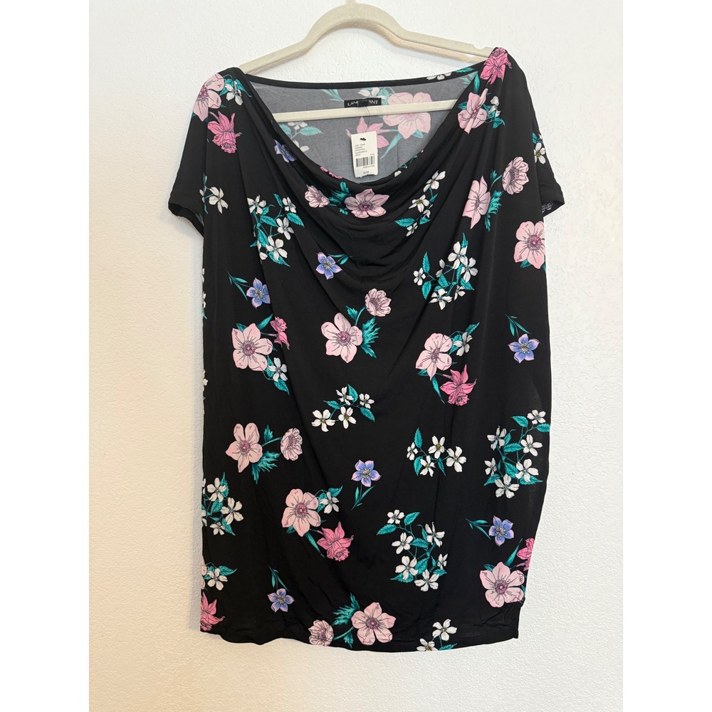 Lane Bryant Women's Plus‎ Size Floral Print Top 22/24 Black Pink Blue Casual
